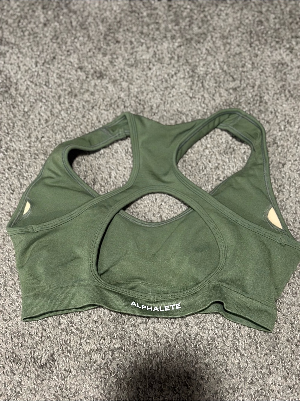 Alphalete Olive Green Cutout Racerback Sports Bra